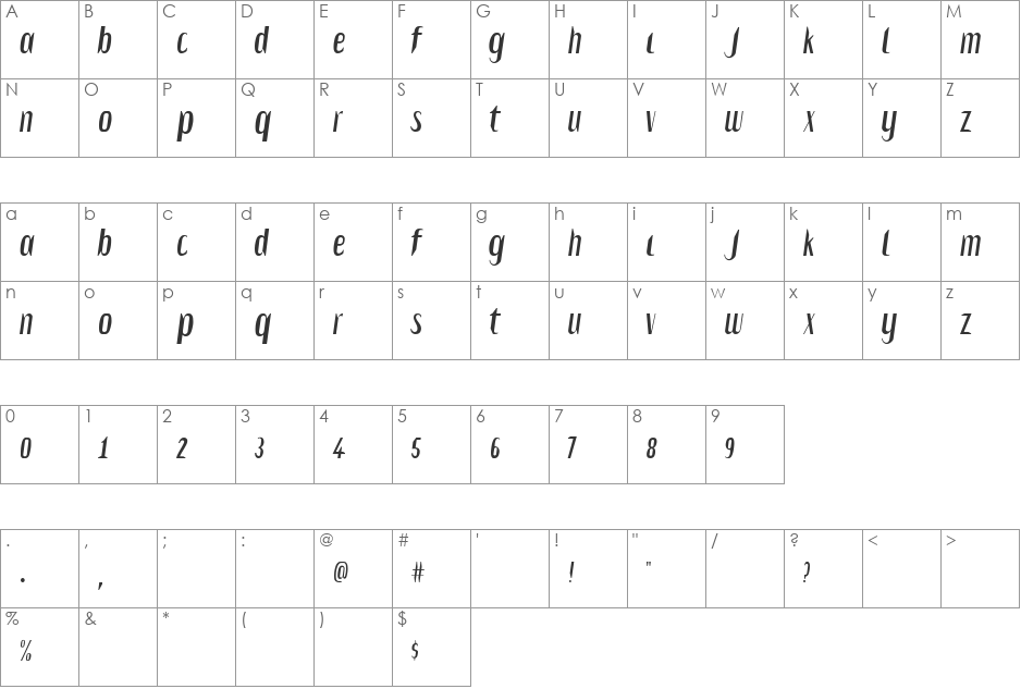 Salvesen font character map preview