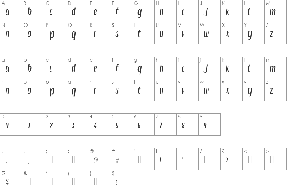 Salvesen font character map preview