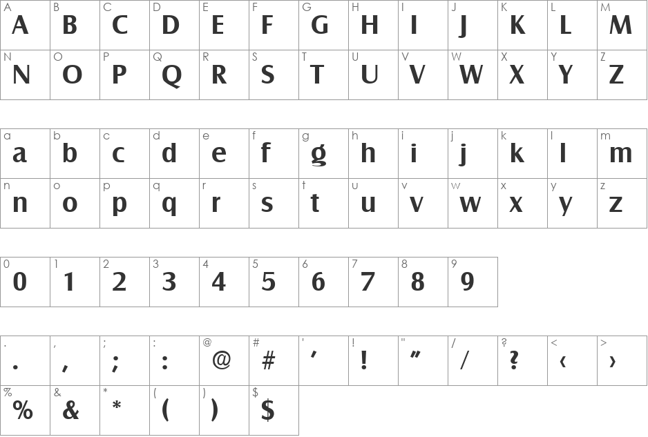 Salzburg-DemiBold font character map preview