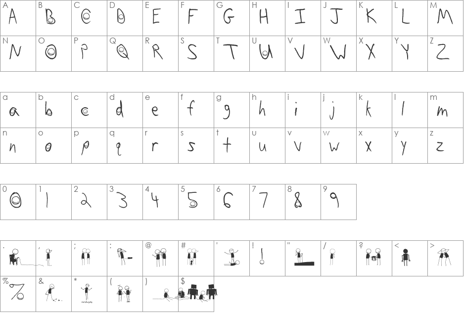 Sam Brown is My Hero font character map preview