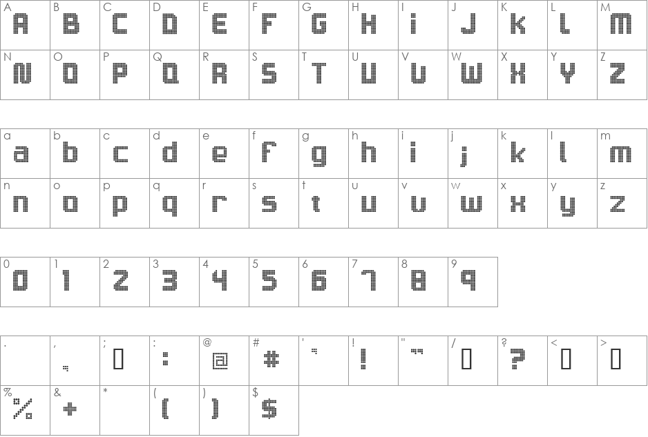 Sam's Town font character map preview