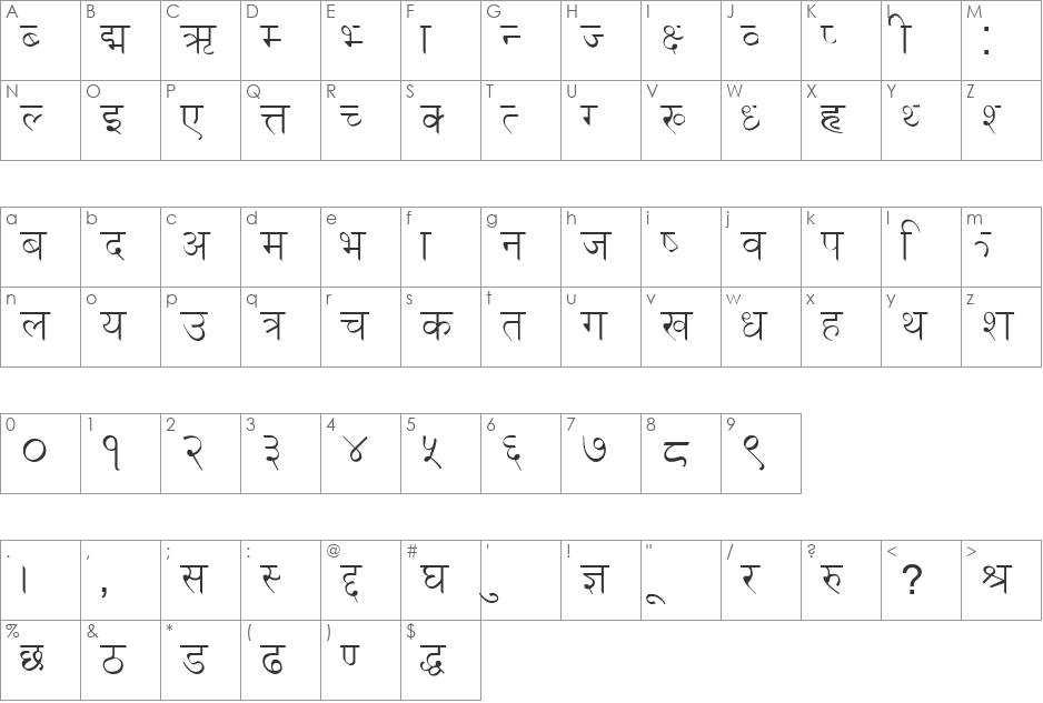 Sama Ver 4.0 font character map preview