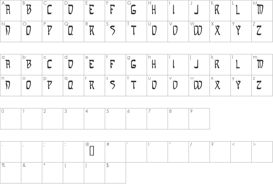 Samaritan font character map preview