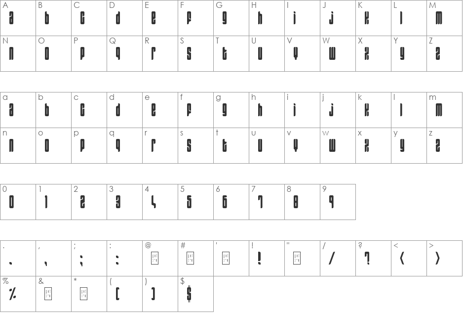 Samatya font character map preview