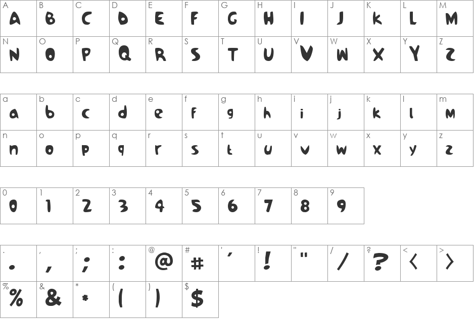 Samba font character map preview