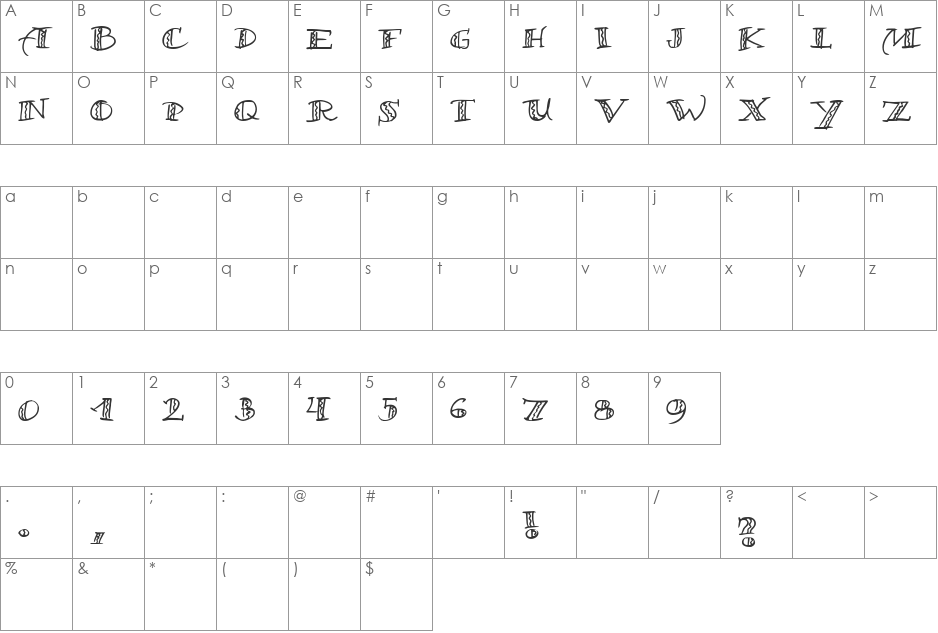 SAMBA! font character map preview