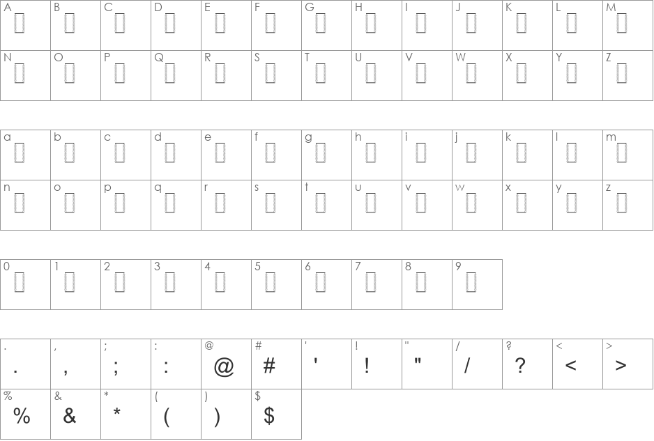 Samda font character map preview