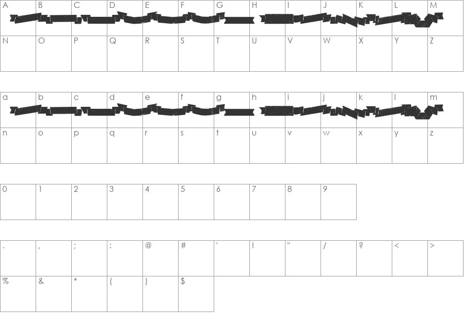 Adhesive Nr. Seven font character map preview