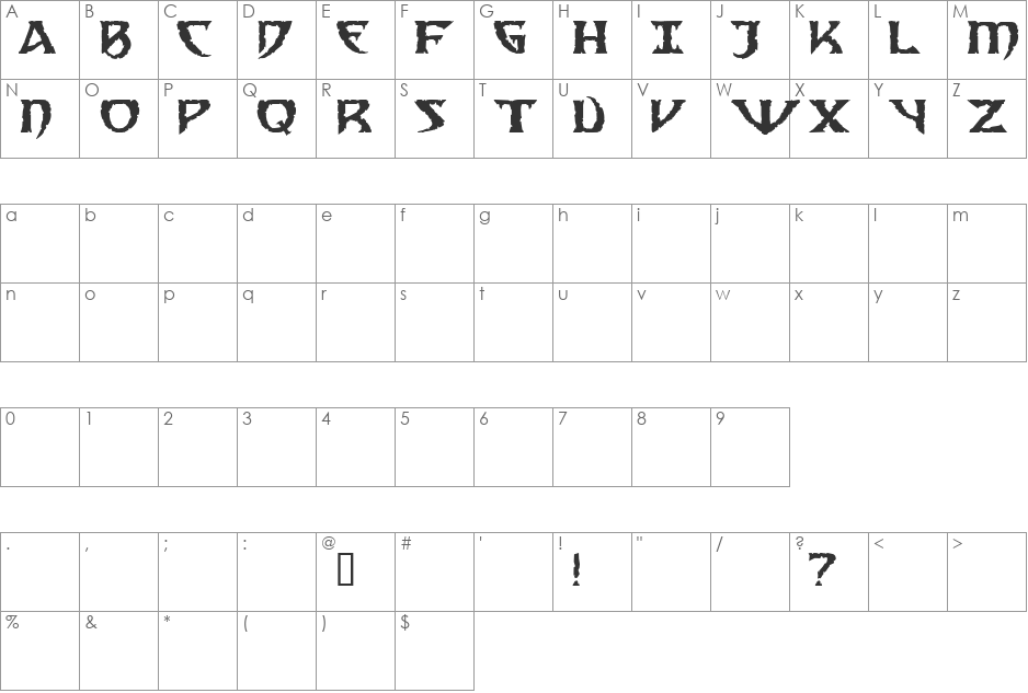 SAMEDI DEMO font character map preview
