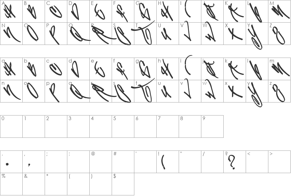 SameGang font character map preview