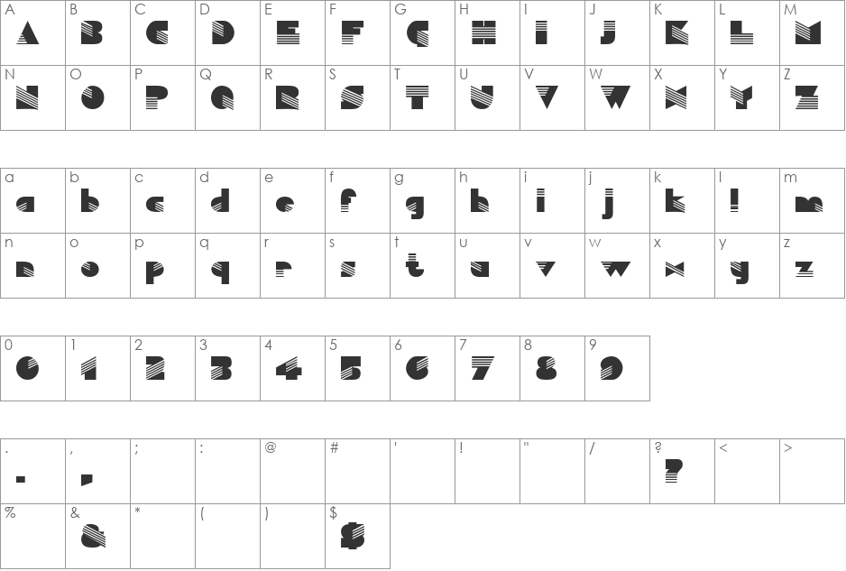 SaminoaDisplay font character map preview