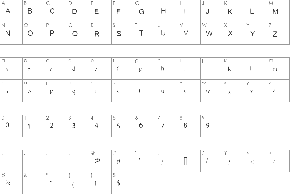 SAMixture font character map preview
