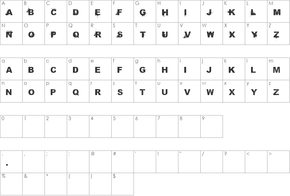 saMmiEs Sans serIf MixeD Up font character map preview