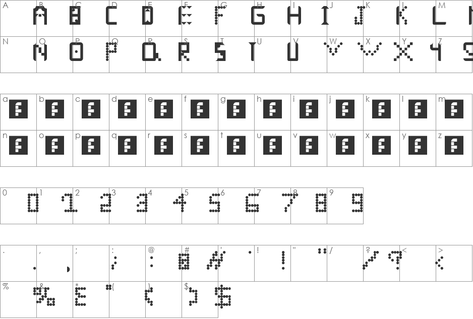 SamOnt font character map preview