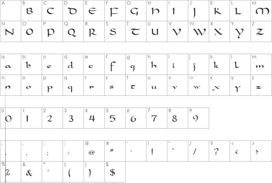 Samovar SSi font character map preview