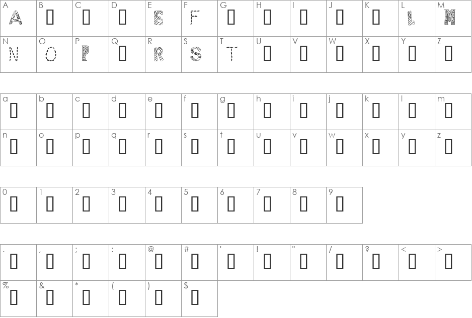 sampler number 1 font character map preview