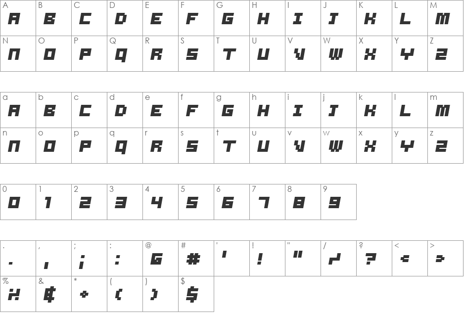 Samson font character map preview