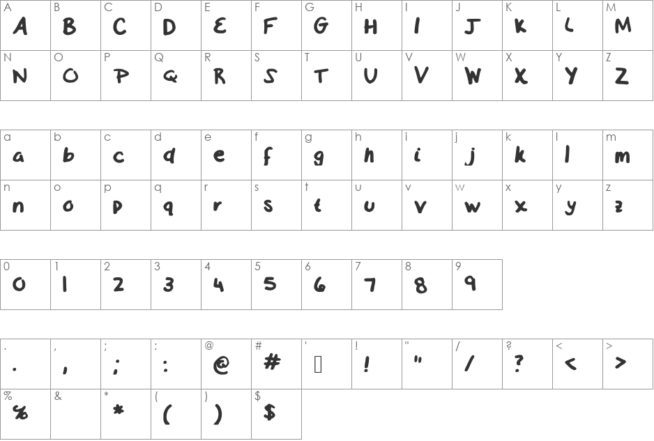 SamStans font character map preview