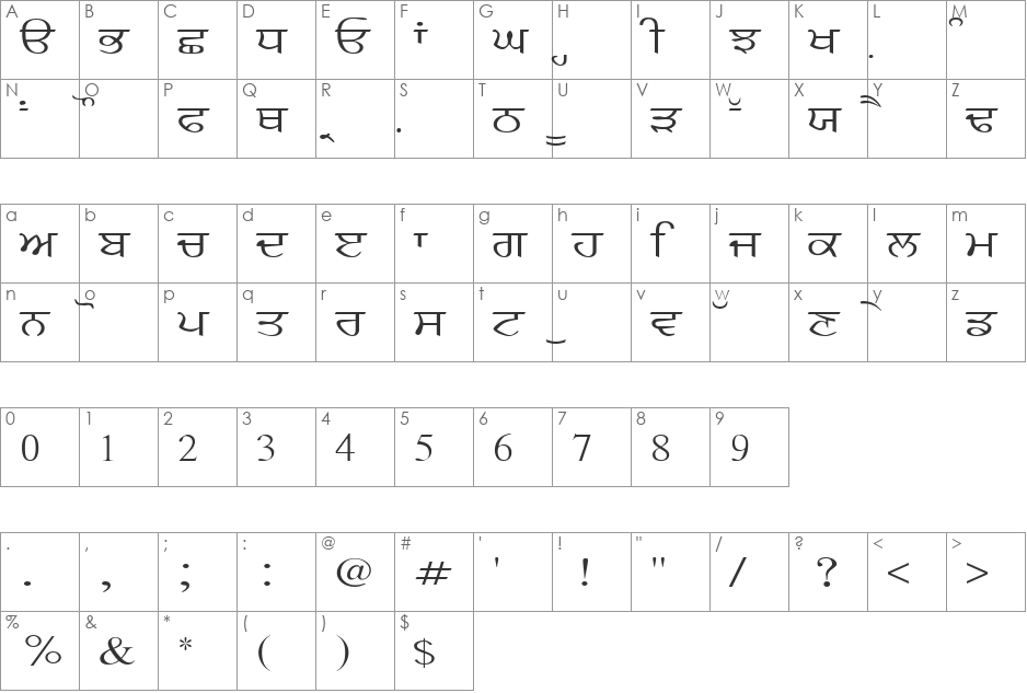 SamtolKalmi font character map preview