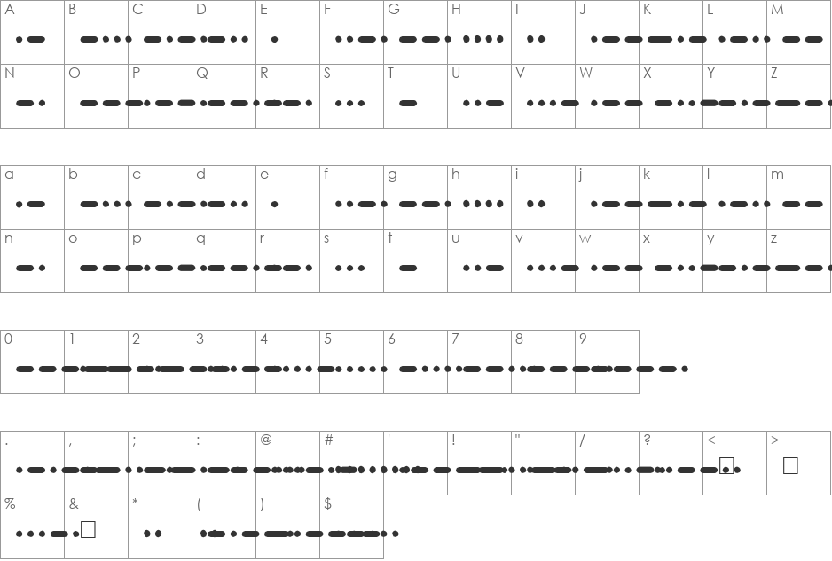 Samuel Morse font character map preview