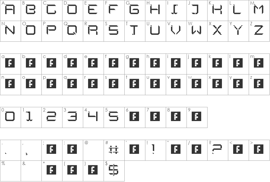 samurai ninja warrior font character map preview