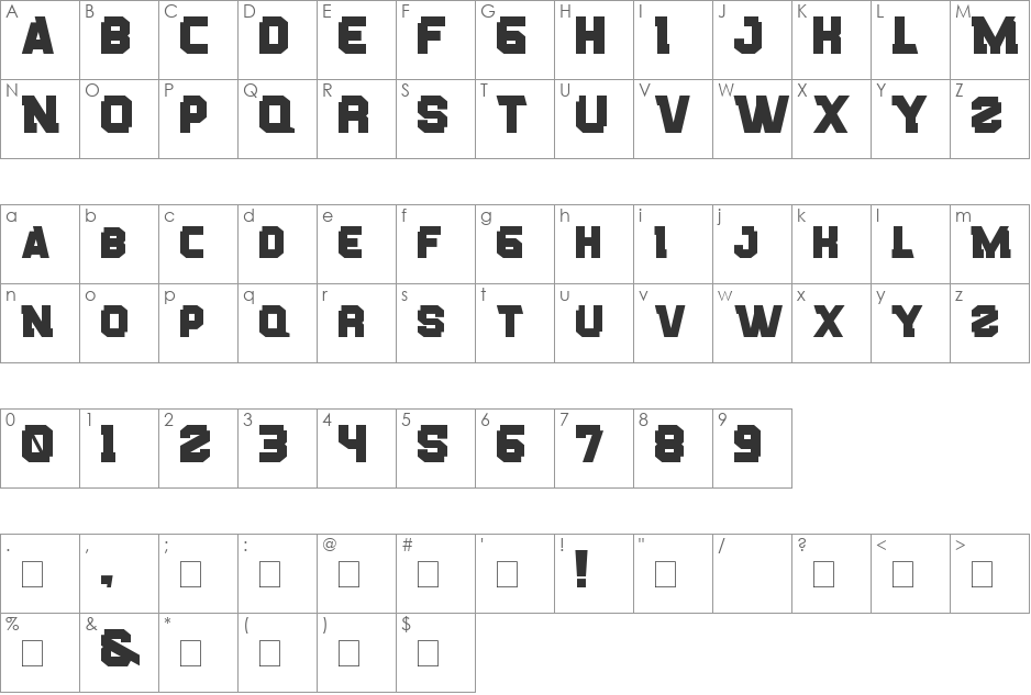Banzai ! font character map preview