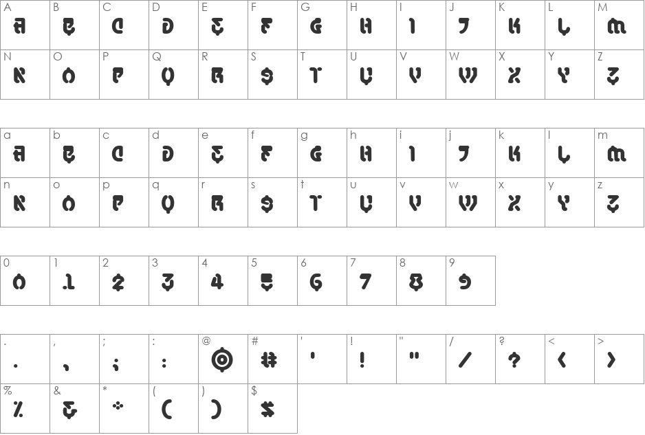 SamuraiCabCo BB font character map preview