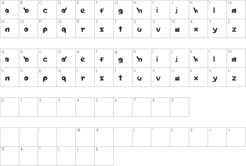 Sanctuary font character map preview