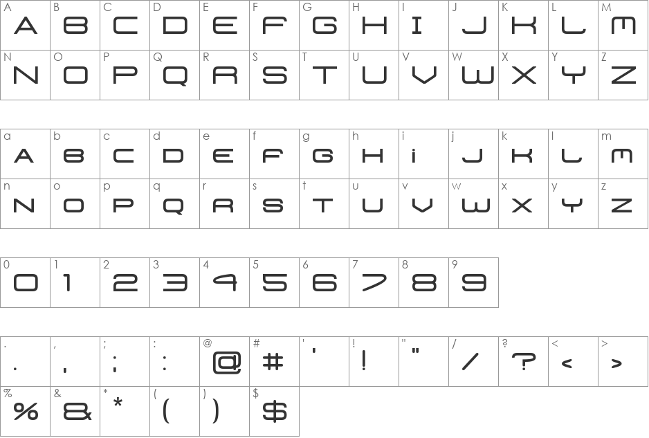 SANDBOX font character map preview