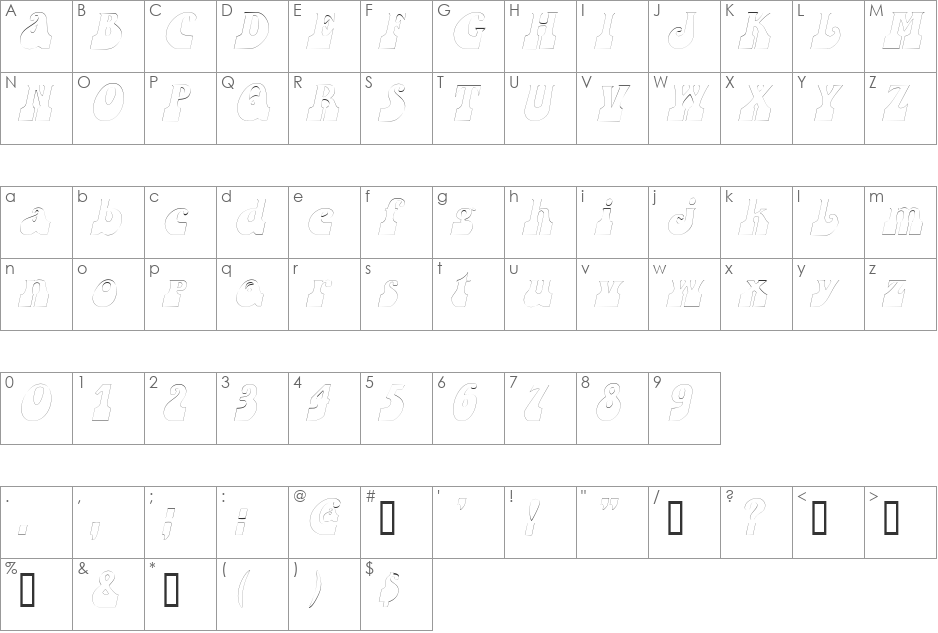 SandCastlesOutline font character map preview