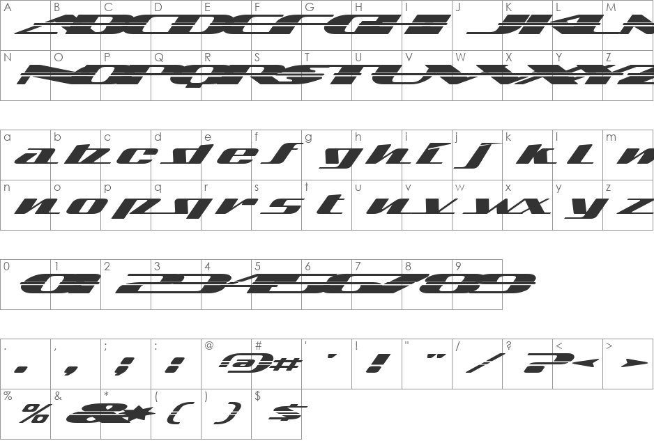 Sandoval Custom font character map preview