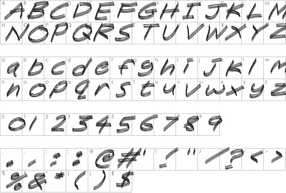 Sandscrape font character map preview