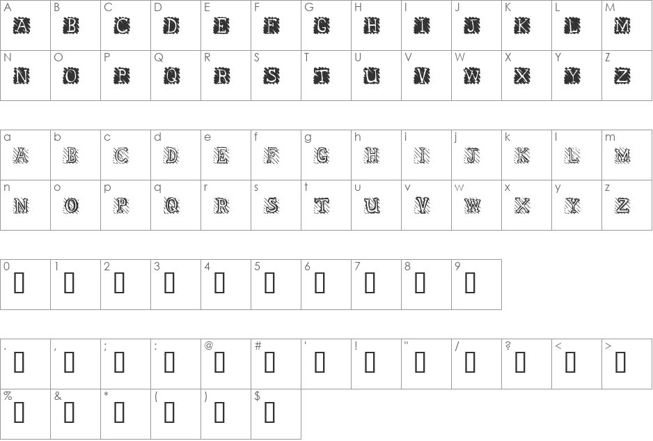 Sandspiel font character map preview