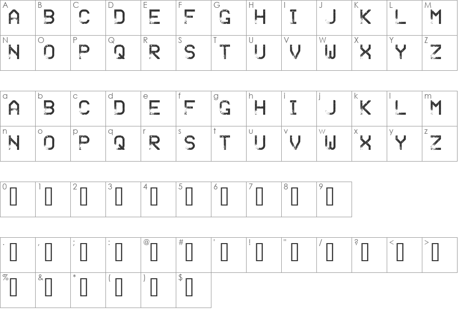 Sandy Ravage font character map preview