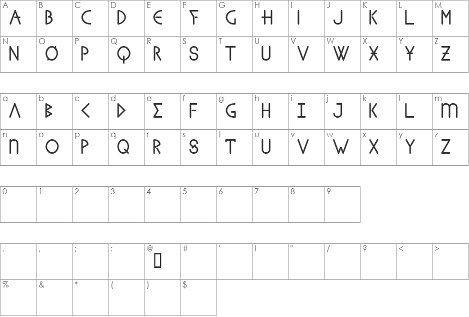Sanhedrin font character map preview