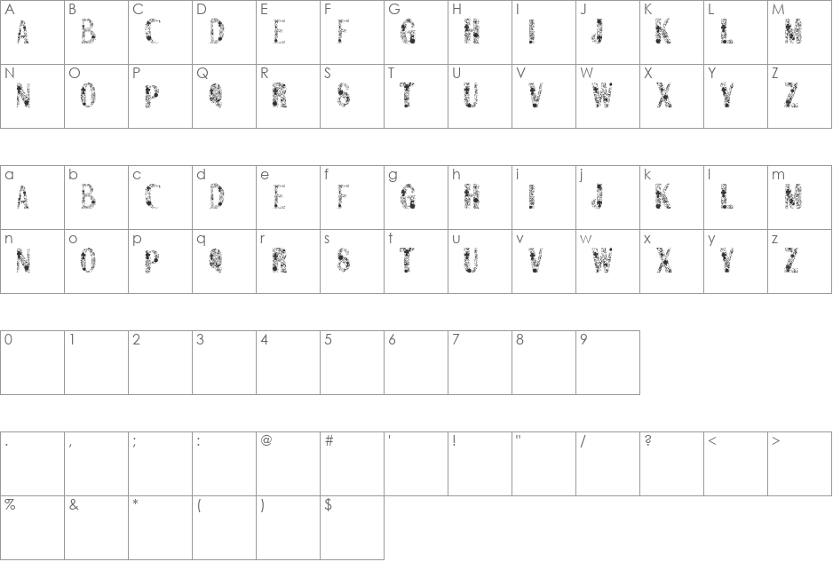 SANROMERO font character map preview