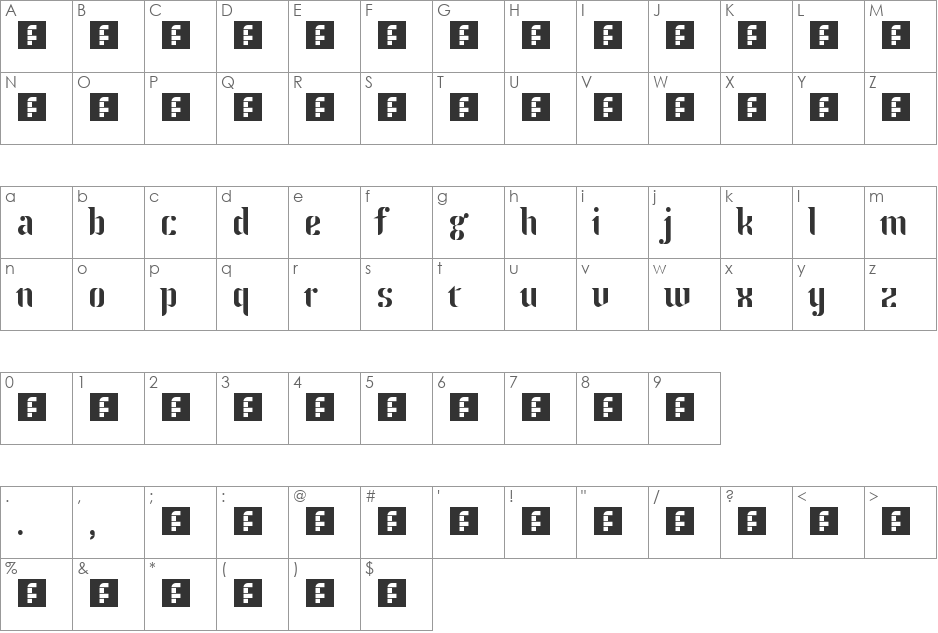 adhoc font character map preview