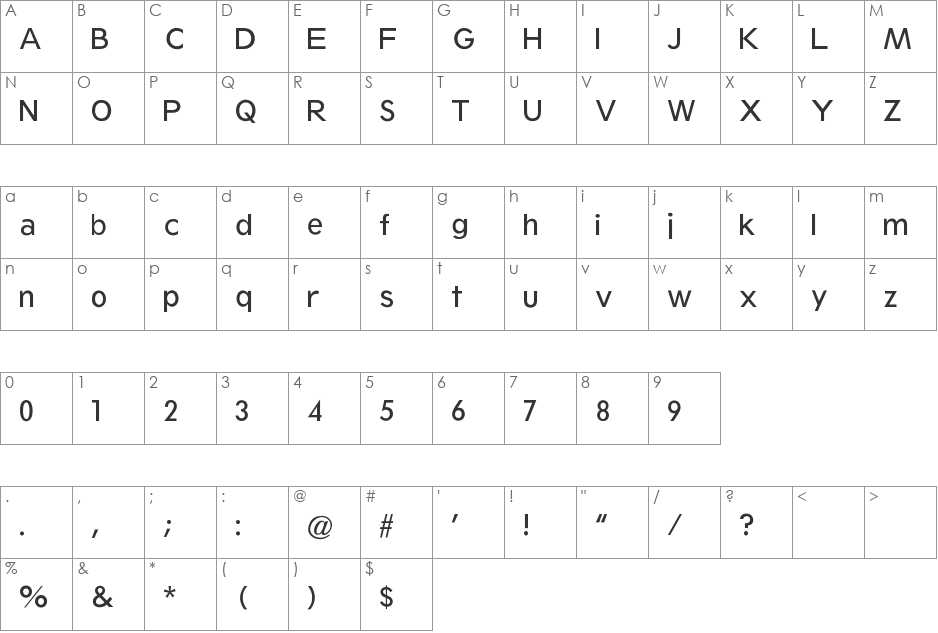 Sans No 1 font character map preview