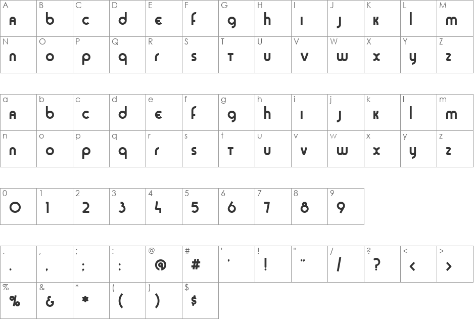 Sans Sara font character map preview