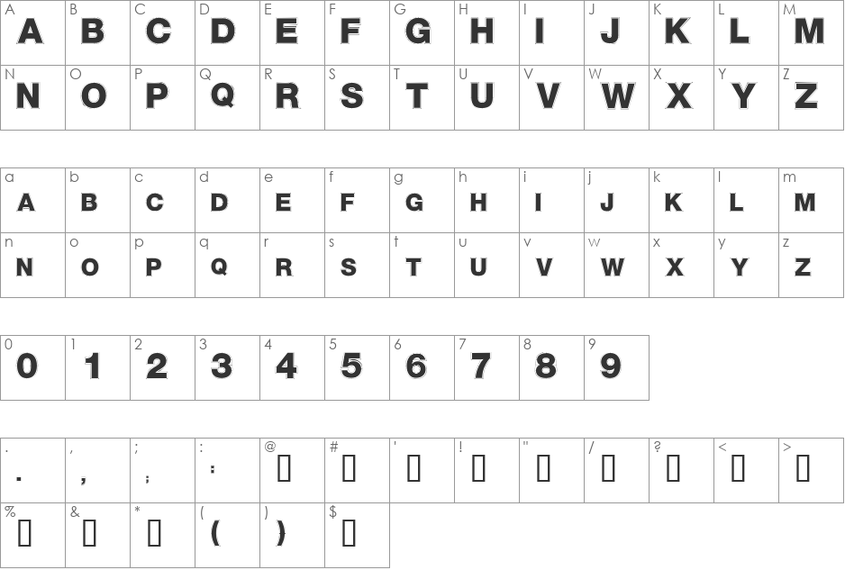 SansChiseled font character map preview