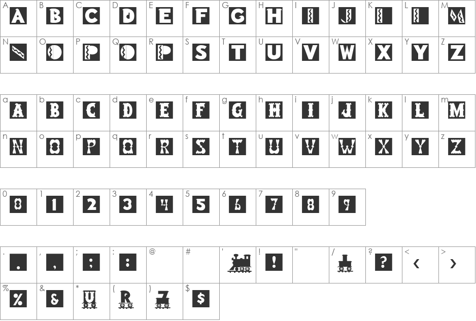 Santa font character map preview