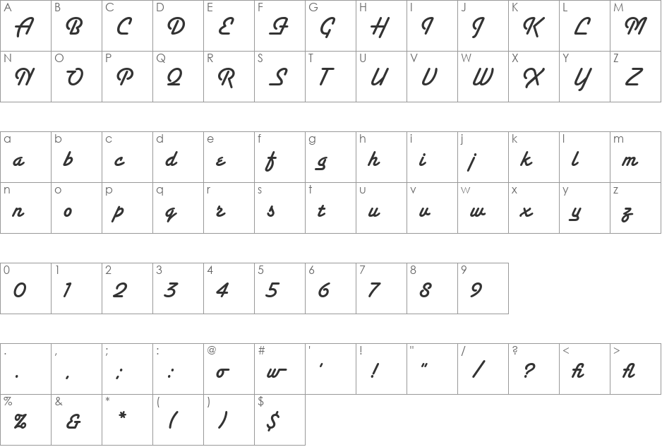 Santa Fe LET font character map preview