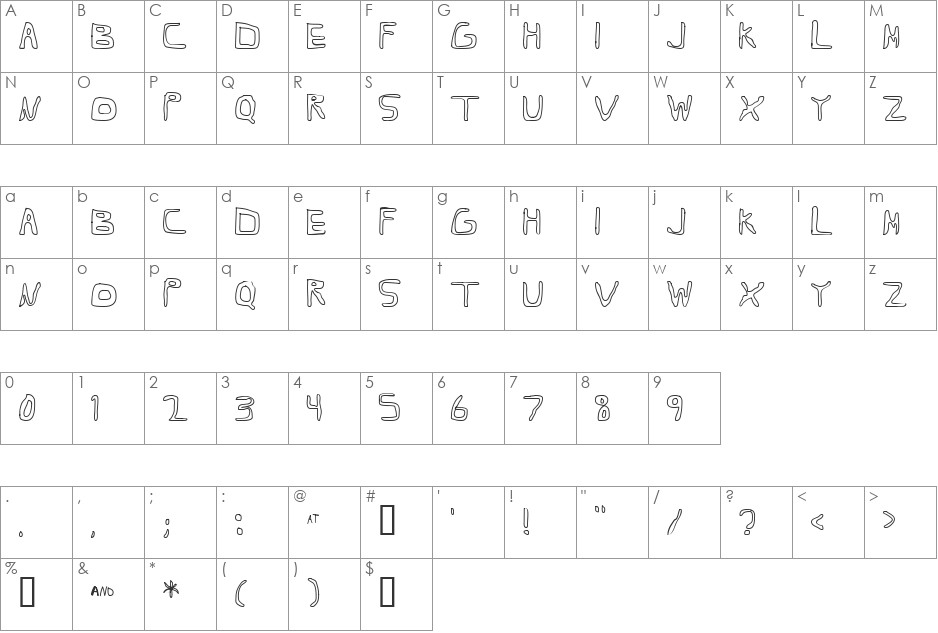 Barbapa font character map preview