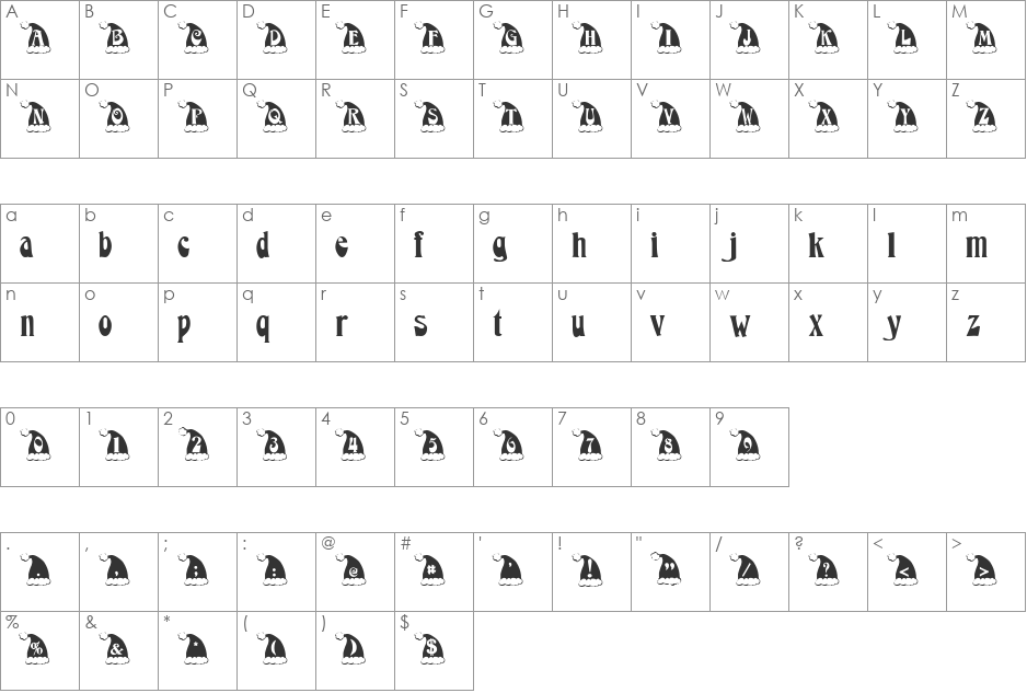 Santa's Hat font character map preview