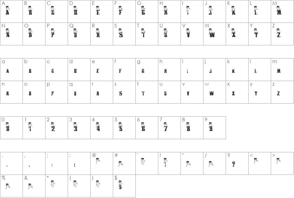 Santa's Pet font character map preview