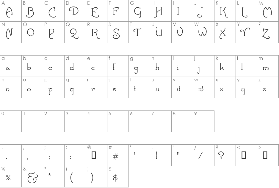 Santa's Sleigh font character map preview