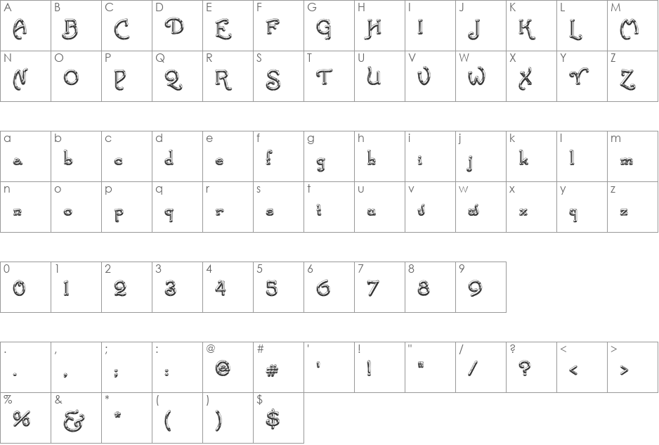 Santa'sSleighFull 'Deluxe' font character map preview