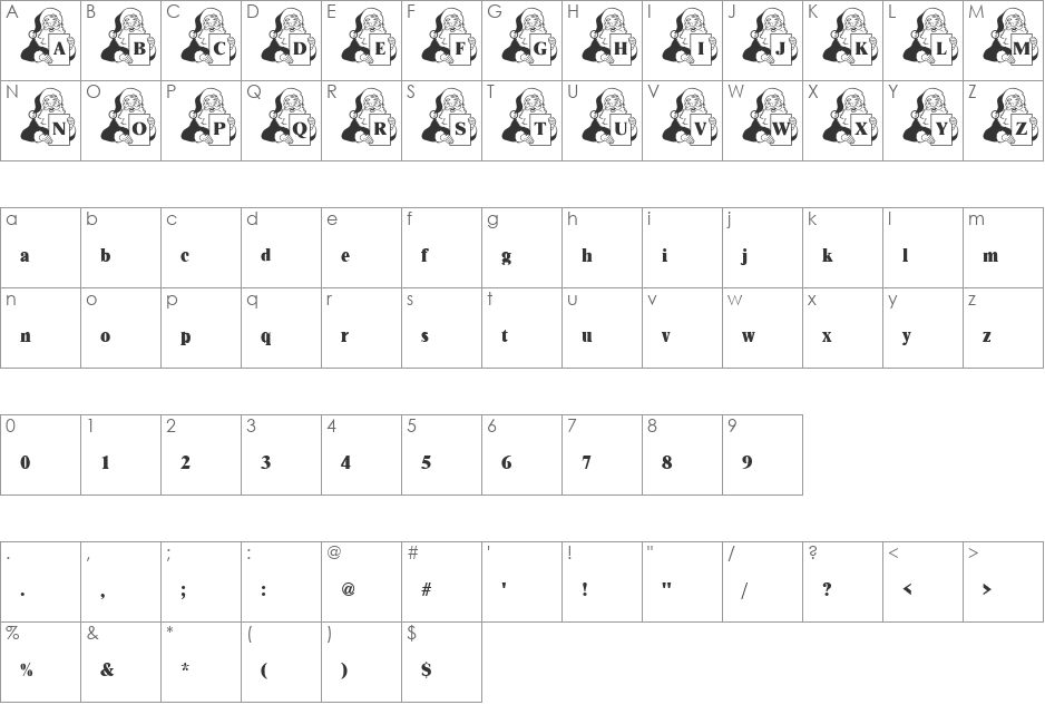 SantaClaus Becker font character map preview