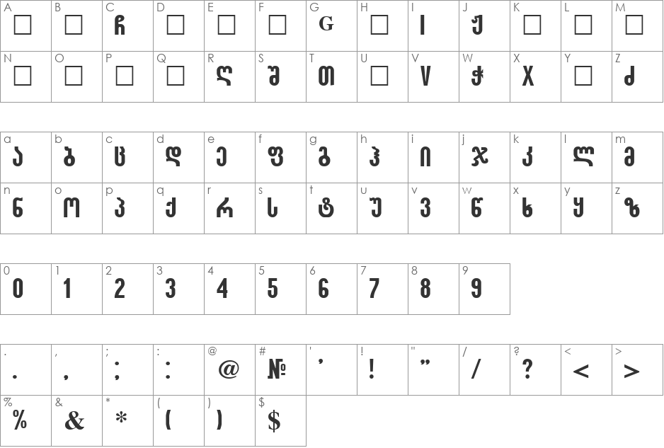 Saqartvelo font character map preview