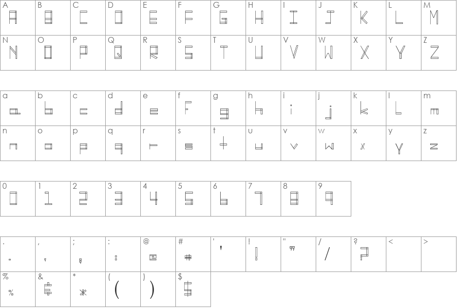 sara's font character map preview